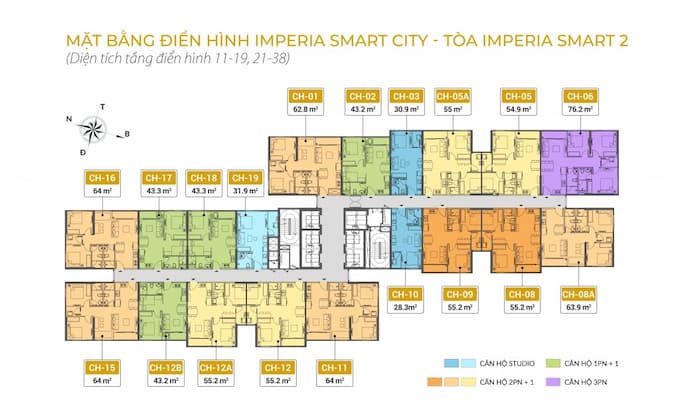 Mặt bằng tầng điển hình căn hộ Imperia Smart City