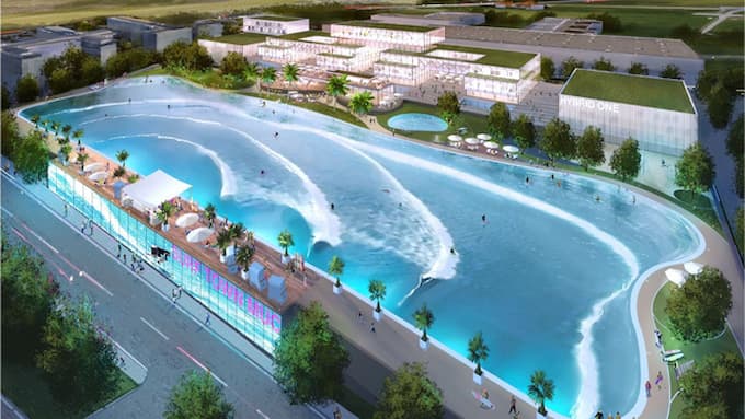 Khu bể bơi siêu lớn với tạo sóng nhân tạo tại Vinhomes Hưng Yên