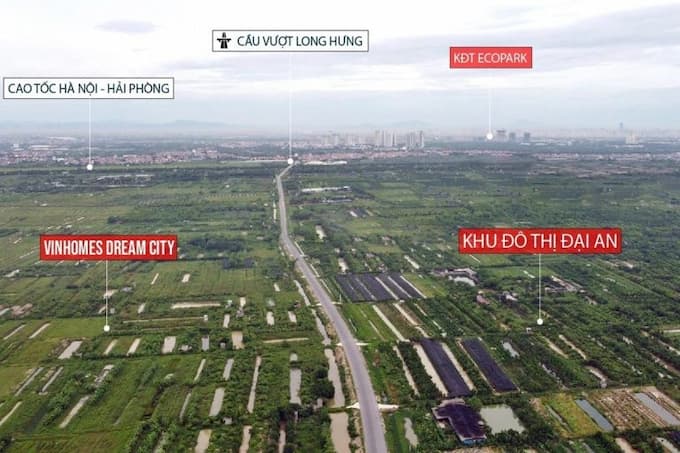 Vinhomes Dream City nằm sát ngay trục cao tốc Hà Nội - Hải Phòng
